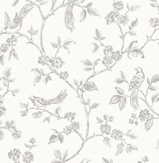 Online Brewster 2814-24977 Aaron White Bird Trail Wallpaper
