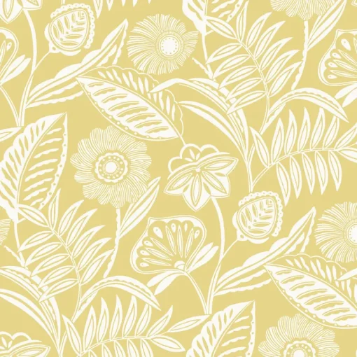 Best Brewster/ASP 2969-87529 Alma Yellow Tropical Floral Wallpaper