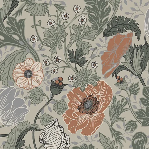 New Brewster/ASP 2948-33001 Anemone Grey Floral Wallpaper