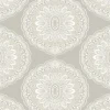 Outlet Brewster 3117-12301 Bolinas Grey Medallion Wallpaper