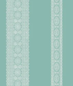 Hot Brewster/ASP Brynn Turquoise Paisley Stripe Wallpaper