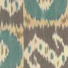 Clearance Laura Kiran Bukhara Ikat Aqua Taupe Fabric