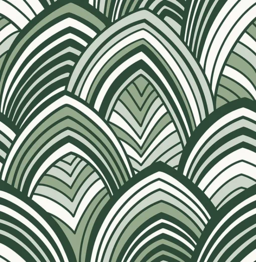 Outlet Brewster/ASP 2969-87354 CABARITA Green Art Deco Leaves Wallpaper