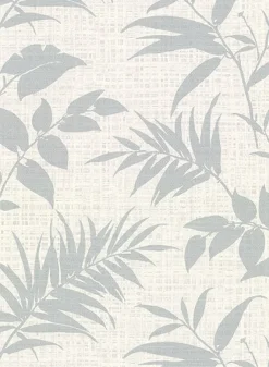 Sale Brewster 2921-50810 Chandler Off-White Botanical Faux Grasscloth Wallpaper