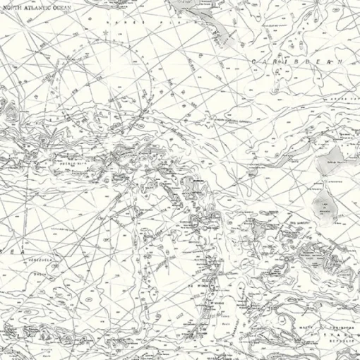 Outlet Brewster 3120-16179 Charts Black Map Wallpaper
