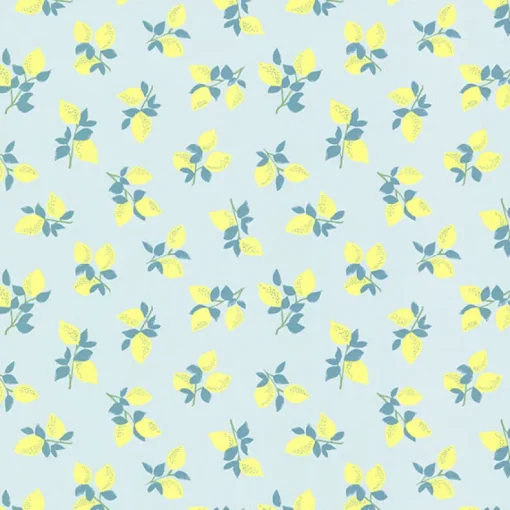 Outlet Brewster Citron Blue Juicy Lemon Wallpaper