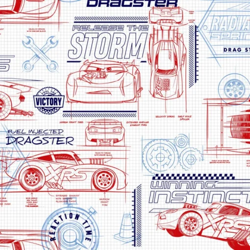 Fashion York DI0915 Red Disney and Pixar Cars Schematic Wallpaper