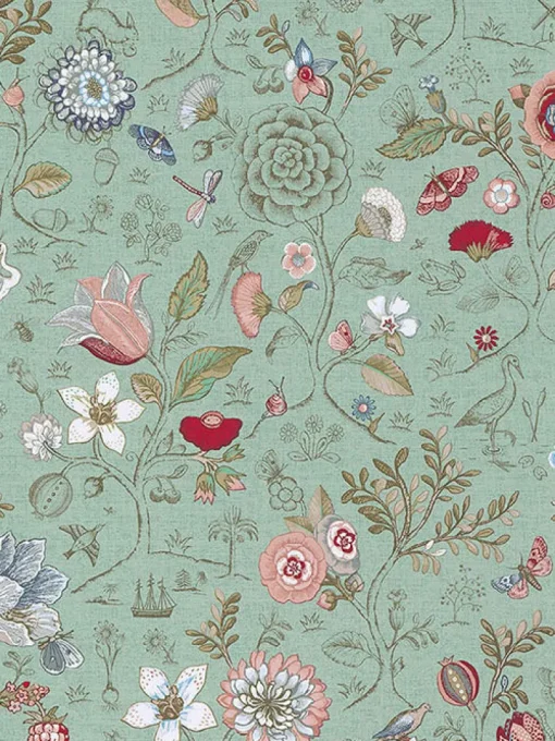 Fashion Brewster 375002 Espen Turquoise Floral Wallpaper