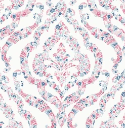 Best Brewster/ASP 2901-25400 Featherton Coral Floral Damask Wallpaper
