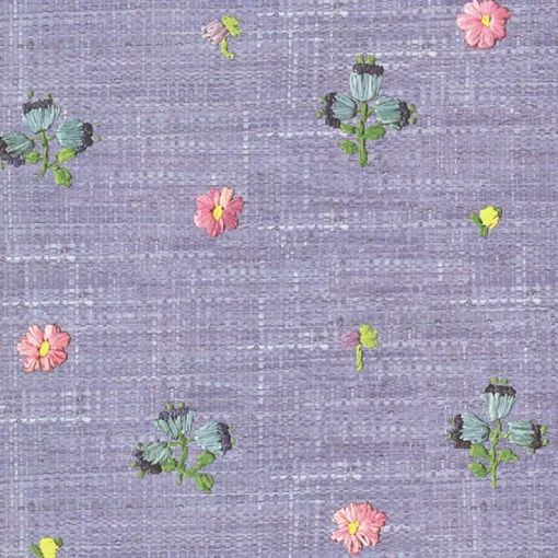 Hot Brewster Gerda Blue Hand Embroidered Raffia Look Wallpaper