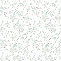 Clearance Brewster 3122-10910 Glinda Aqua Floral Trail Wallpaper