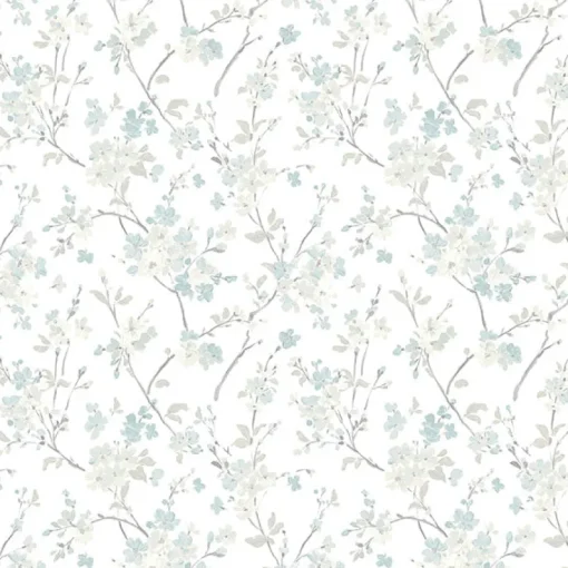 Clearance Brewster 3122-10910 Glinda Aqua Floral Trail Wallpaper