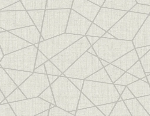 Discount Brewster Heath Silver Geometric Linen Wallpaper