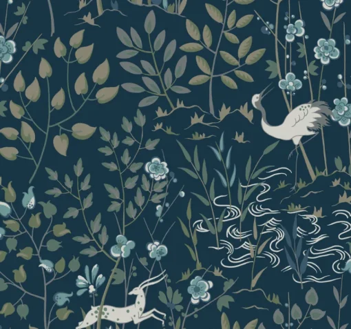 Discount York HO2128 Dark Blue Aspen Wallpaper