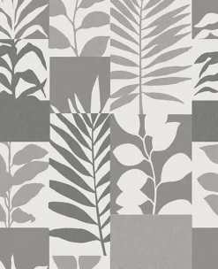 New Brewster 2814-M1383 Hammons Silver Block Botanical Wallpaper