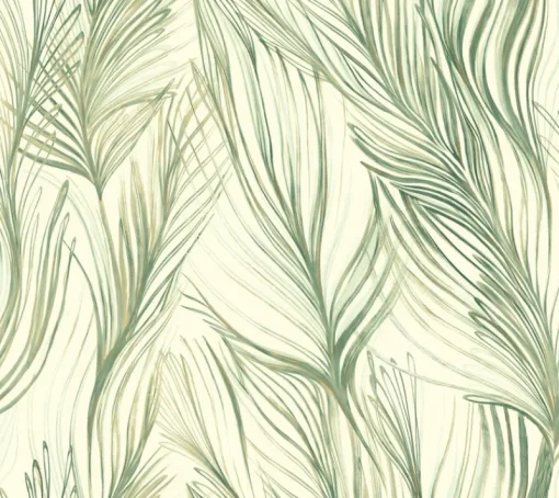 Sale York NA0500 Green Peaceful Plume Wallpaper
