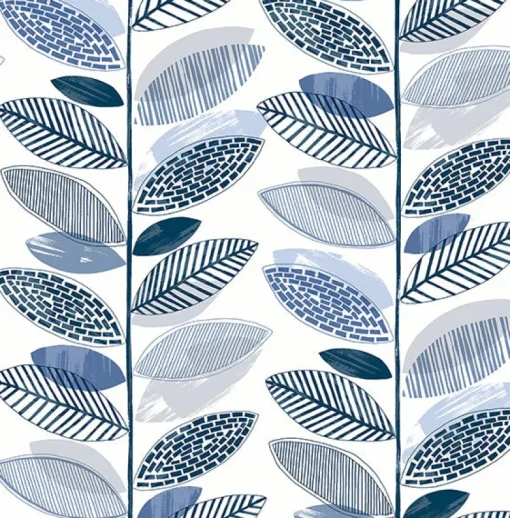Sale Brewster 2904-25682 Nyssa Blue Leaves Wallpaper