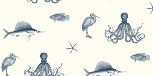 Outlet Brewster Oceania Navy Sea Creature Wallpaper