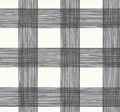 Discount Brewster/ASP 2927-80900 Scarborough Black Striated Plaid Wallpaper