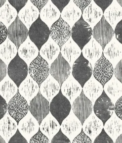 Fashion York Woodblock Print Black/White Magnolia Home Vol. II Wallpaper