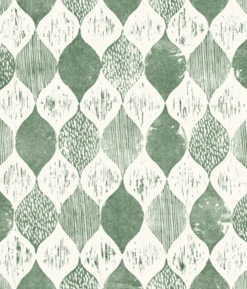 New York Woodblock Print Forest Green Magnolia Home Vol. II Wallpaper