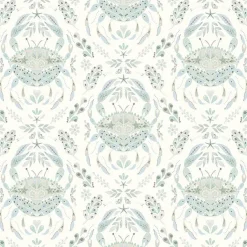 Brewster 3120-13642 Annapolis Teal Crustation Wallpaper