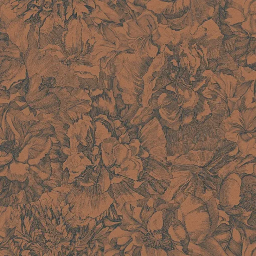 Brewster 307344 Auguste Copper Floral Wallpaper