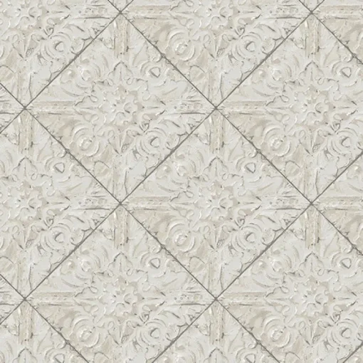 Brewster 3119-13094 Brandi Grey Metallic Faux Tile Wallpaper