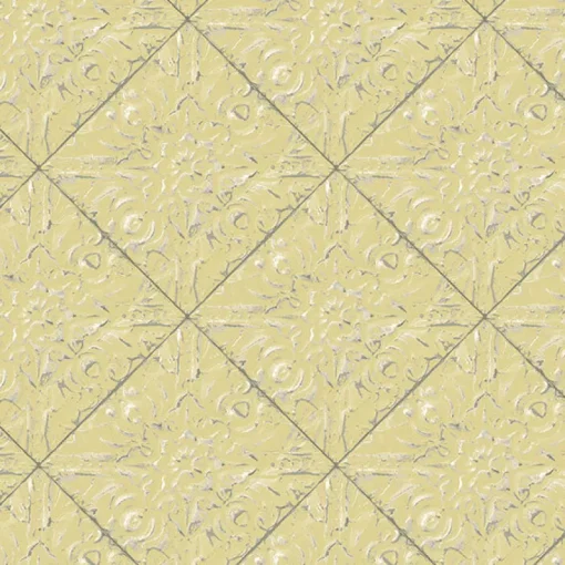 Brewster 3119-13093 Brandi Yellow Metallic Faux Tile Wallpaper