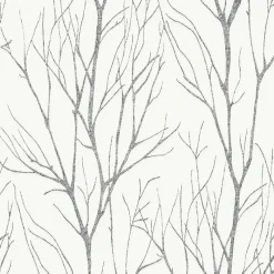Brewster 2979-37260-4 Diani Charcoal Metallic Tree Wallpaper