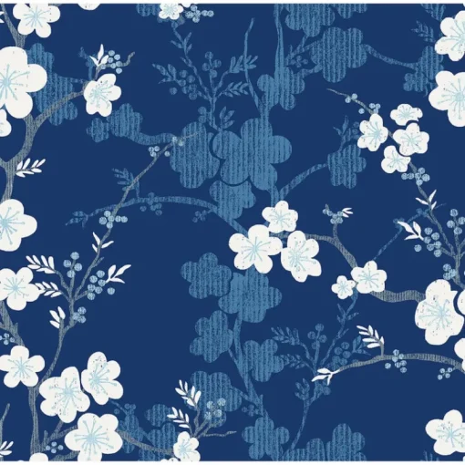 Brewster/ASP 2973-90104 Nicolette Navy Floral Trail Wallpaper