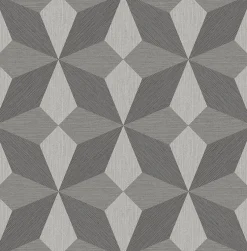 Brewster/ASP 2908-25300 Valiant Grey Faux Grasscloth Geometric Wallpaper