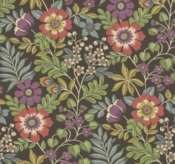 Brewster/ASP 2970-87534 Voysey Brown Floral Wallpaper