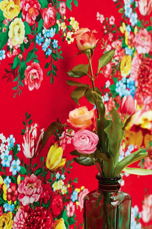 Brewster Ayaanle Red Dutch Painters Floral Wallpaper