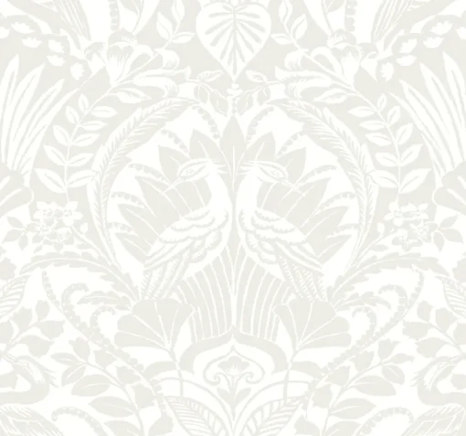 York BW3932 Neutral White Egret Damask Wallpaper