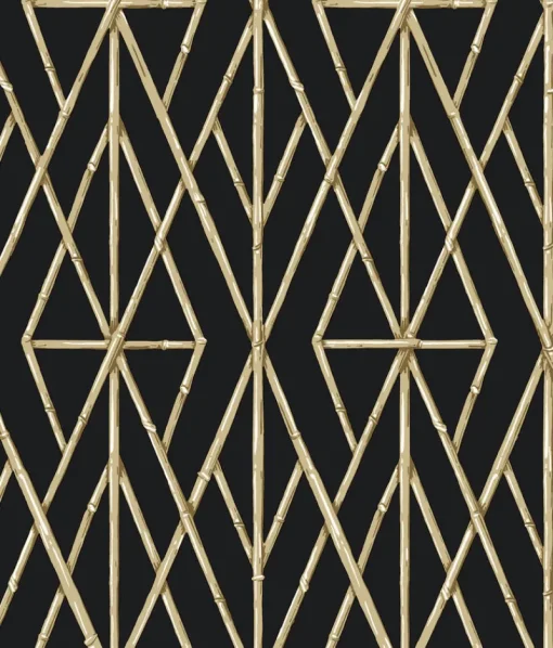 York CV4448 Black Riviera Bamboo Trellis Wallpaper
