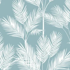 York CV4408 Blue King Palm Silhouette Wallpaper