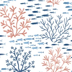 York CV4405 Coral Navy Marine Garden Wallpaper