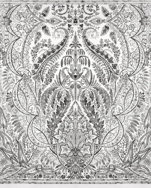 York DM4911M Black White Jaipur Paisley Damas Wallpaper Mural