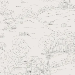 York FH4033 Beige/Gray Pasture Toile Wallpaper