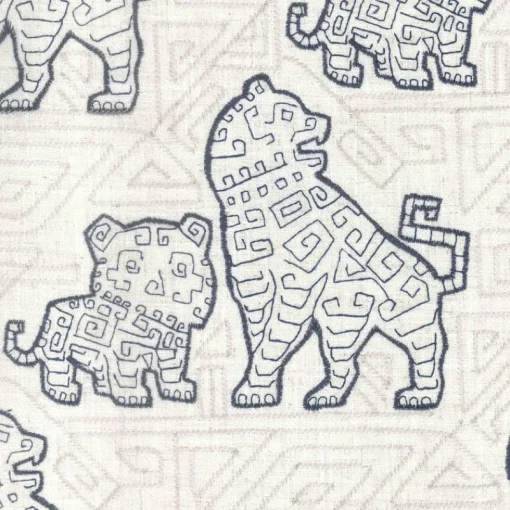 Regal Foo Dog Indigo Fabric