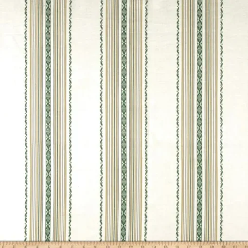 Laura Kiran Ibiza Stripe Green White Fabric
