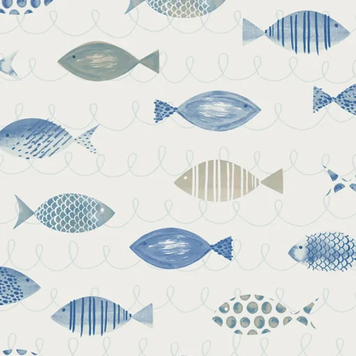 Brewster Key West Blue Fish Wallpaper