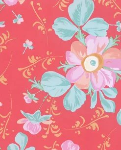 Brewster Lyse Coral Painted Flowers Wallpaper