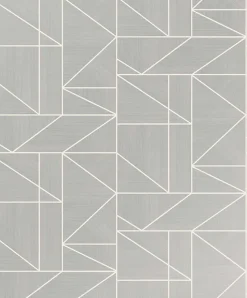 Brewster 2836-M1381 Malvolio Silver Geometric Wallpaper