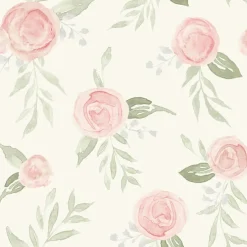 York MK1128 Watercolor Roses Coral Wallpaper