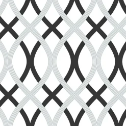 Brewster NU1658 Black and Silver Lattice Peel and Stick Wallpaper