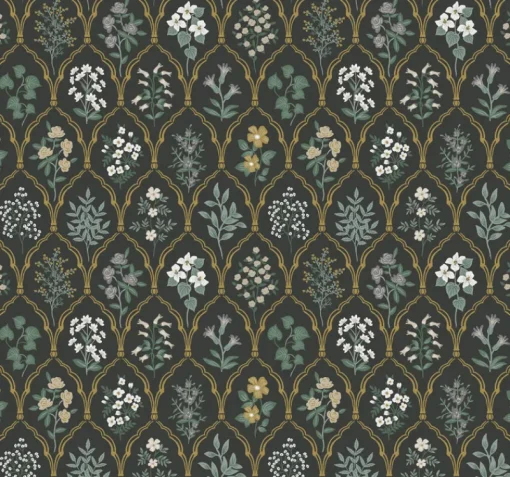 York RI5133 Black/Cream Hawthorne Wallpaper