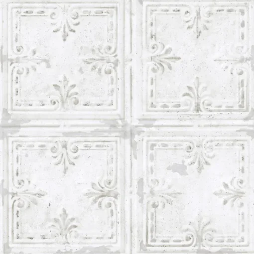 York RMK11209WP Tin Tile White Peel and Stick Wallpaper