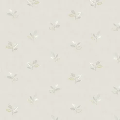 Brewster Sage Hill Leigh Grey Leaf Wallpaper